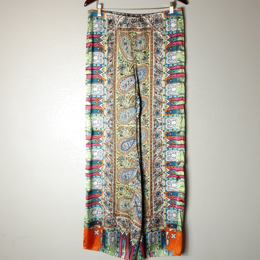 Chicos satin boho wide leg high waisted pants